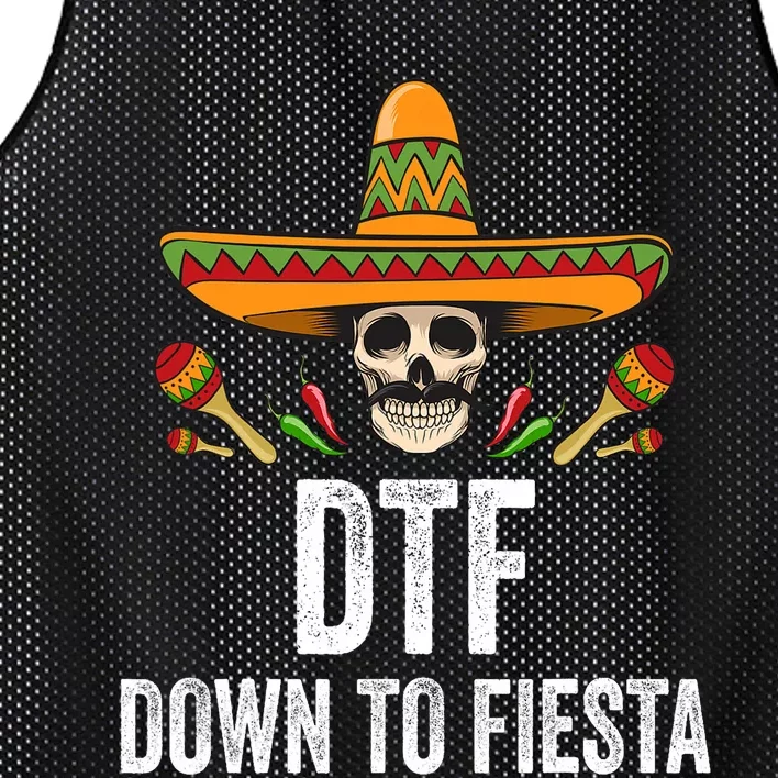 Dtf Down To Fiesta Funny Mexican Skull Cinco De Mayo Mesh Reversible Basketball Jersey Tank