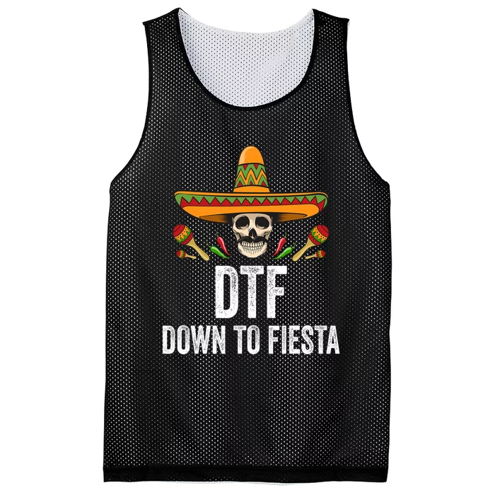 Dtf Down To Fiesta Funny Mexican Skull Cinco De Mayo Mesh Reversible Basketball Jersey Tank