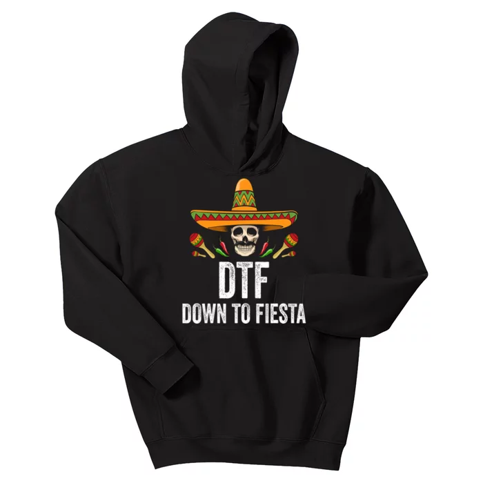 Dtf Down To Fiesta Funny Mexican Skull Cinco De Mayo Kids Hoodie