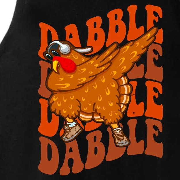 Dabble Dab Turkey Thanksgiving Ladies Tri-Blend Wicking Tank