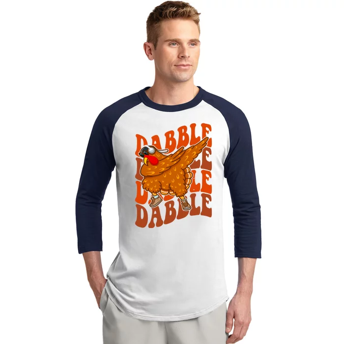 Dabble Dab Turkey Thanksgiving Baseball Sleeve Shirt