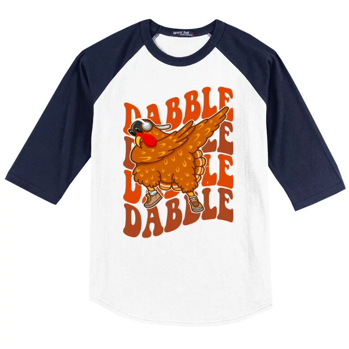 Dabble Dab Turkey Thanksgiving Baseball Sleeve Shirt