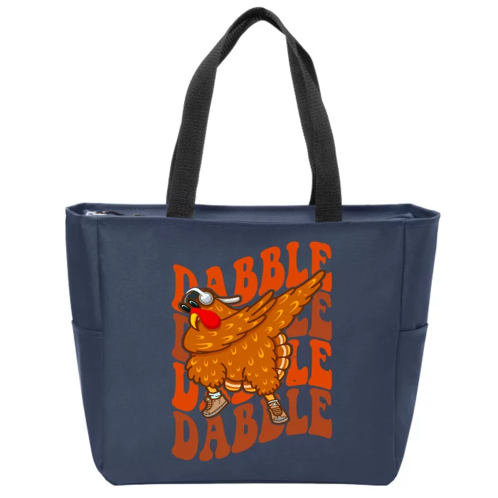 Dabble Dab Turkey Thanksgiving Zip Tote Bag