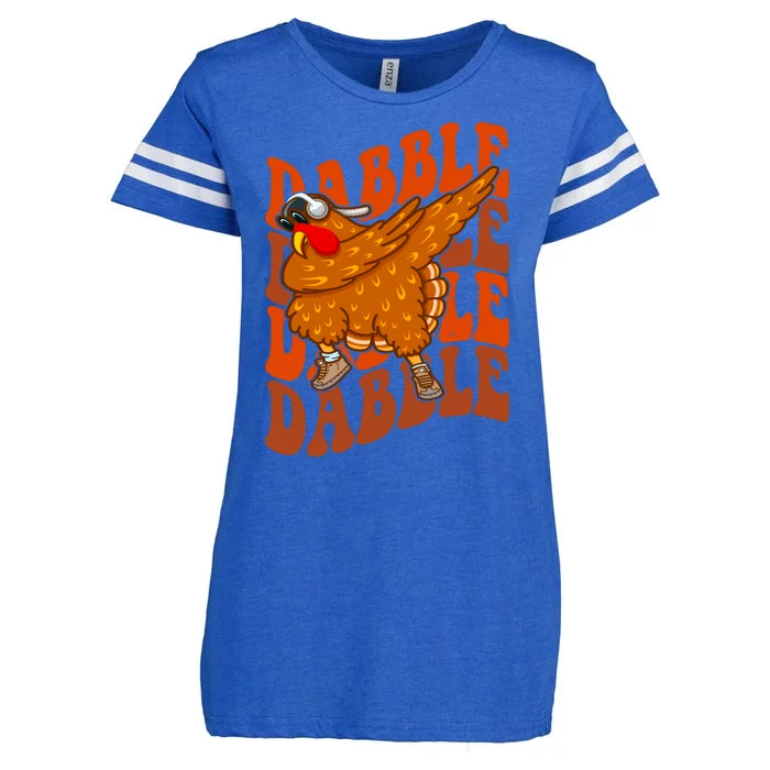 Dabble Dab Turkey Thanksgiving Enza Ladies Jersey Football T-Shirt