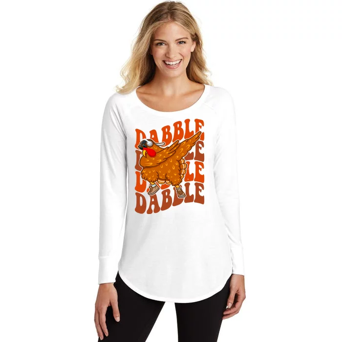 Dabble Dab Turkey Thanksgiving Women's Perfect Tri Tunic Long Sleeve Shirt