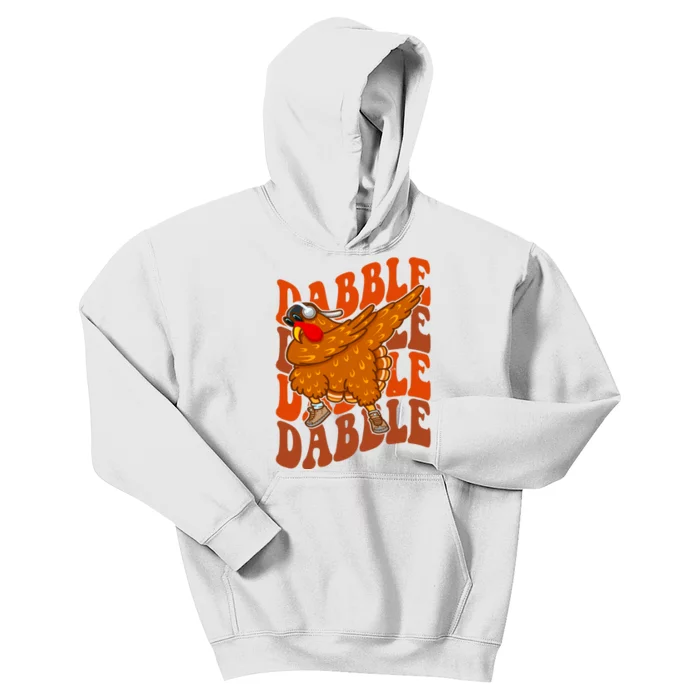 Dabble Dab Turkey Thanksgiving Kids Hoodie