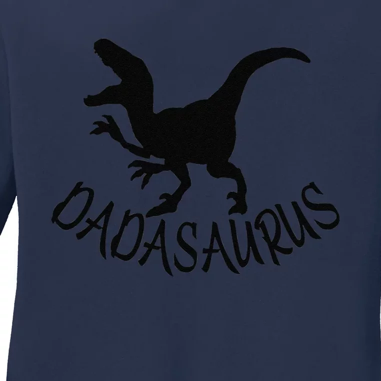 Dadasaurus Dinosaur TRex Father Day For Dad Present Ladies Long Sleeve Shirt