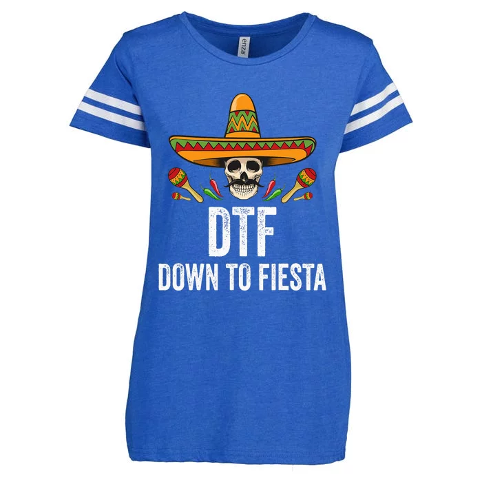 DTF Down To Fiesta Funny Mexican Skull Cinco De Mayo Enza Ladies Jersey Football T-Shirt