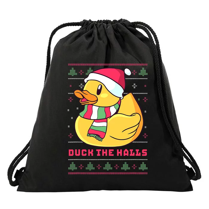 Donald Duck The Halls Christmas Portrait Drawstring Bag