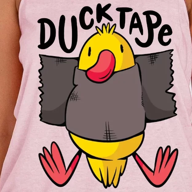 Ducktape Duck Trap Funny Duct Tape Women's Knotted Racerback Tank