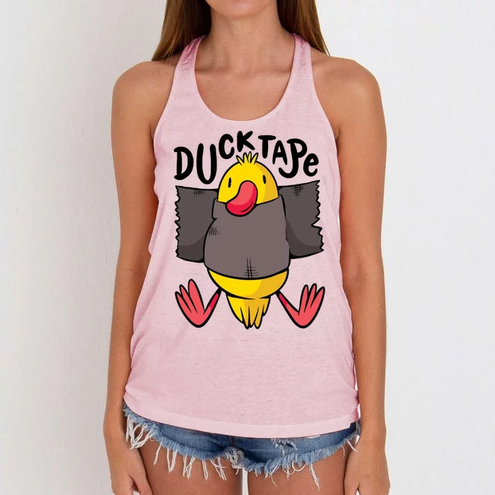 Ducktape Duck Trap Funny Duct Tape Women's Knotted Racerback Tank