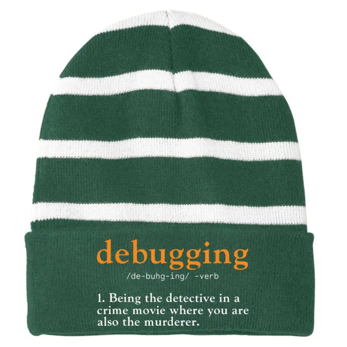 Debugging Definition Tee Code Coding Computer Programmer Striped Beanie with Solid Band