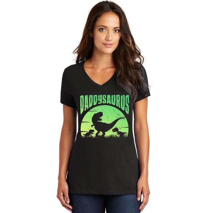 Daddysaurus Daddy T Rex Great Father’s Day Gift Classic Women's V-Neck T-Shirt