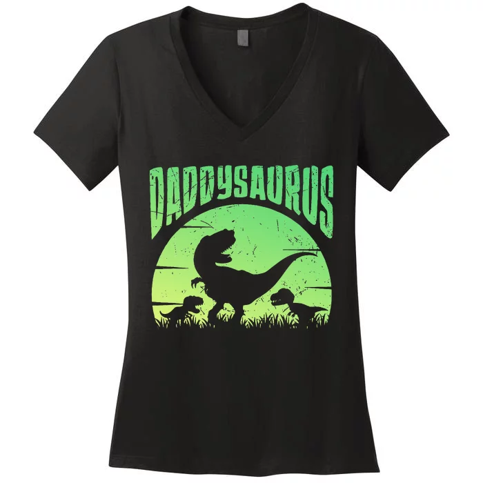 Daddysaurus Daddy T Rex Great Father’s Day Gift Classic Women's V-Neck T-Shirt