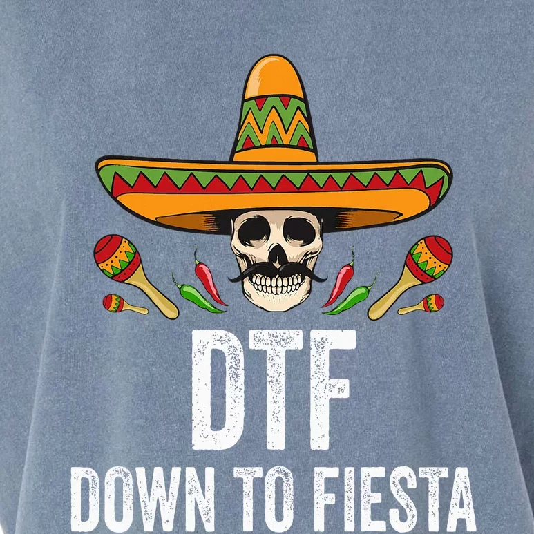 Dtf Down To Fiesta Funny Mexican Skull Cinco De Mayo Garment-Dyed Women's Muscle Tee