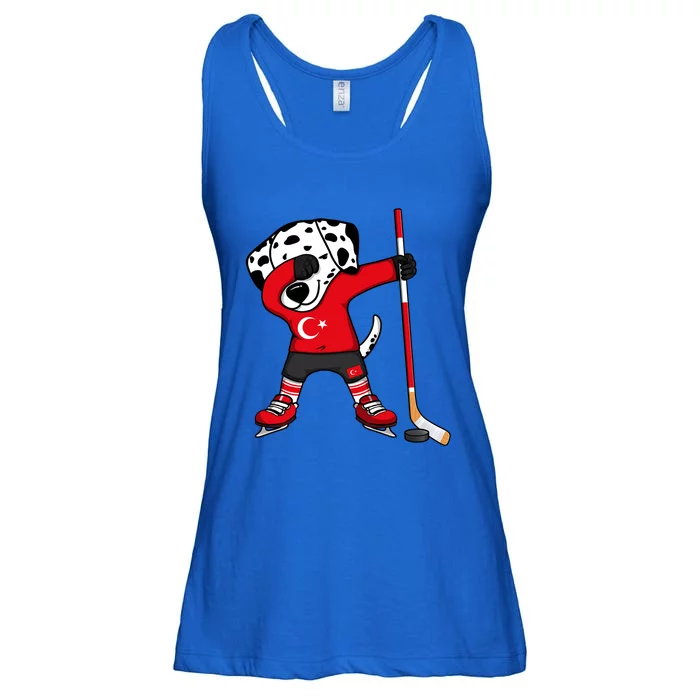 Dabbing Dalmatian Turkey Ice Hockey Fans Jersey Turkish Flag Gift Ladies Essential Flowy Tank