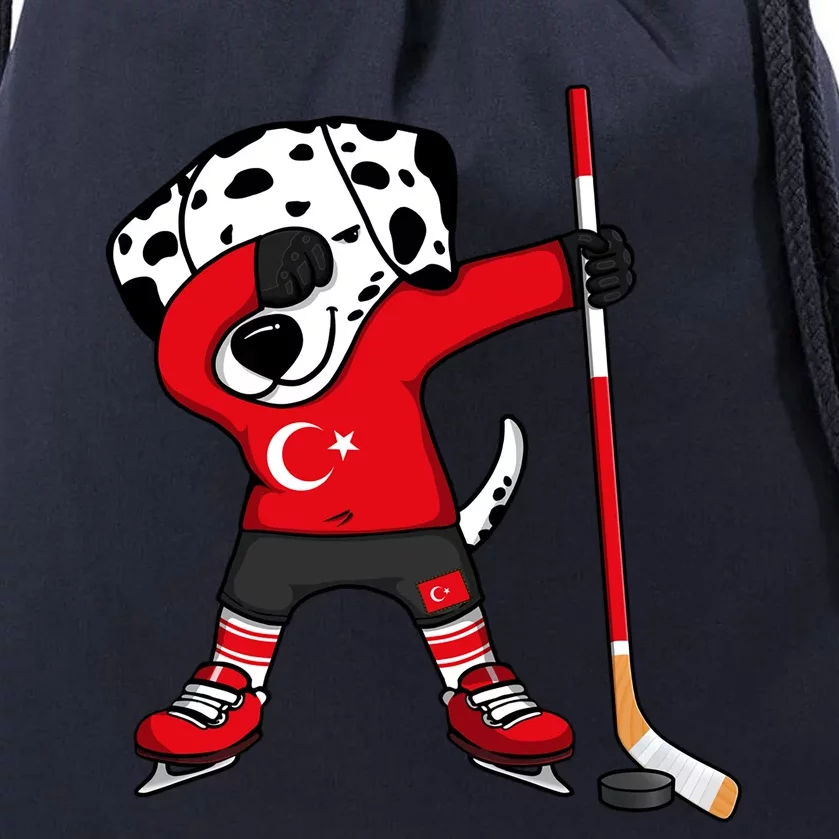 Dabbing Dalmatian Turkey Ice Hockey Fans Jersey Turkish Flag Gift Drawstring Bag