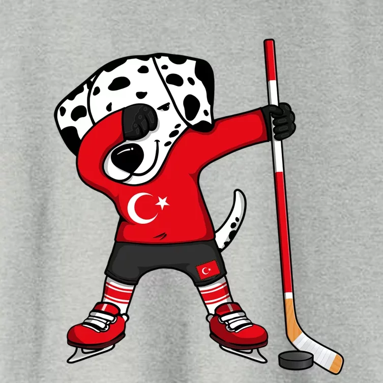 Dabbing Dalmatian Turkey Ice Hockey Fans Jersey Turkish Flag Gift Women's Crop Top Tee