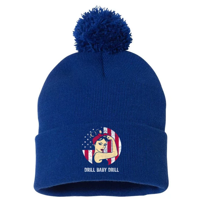 Drill Drill Trump 2024 Merch Drill Drill Cute Gift Pom Pom 12in Knit Beanie