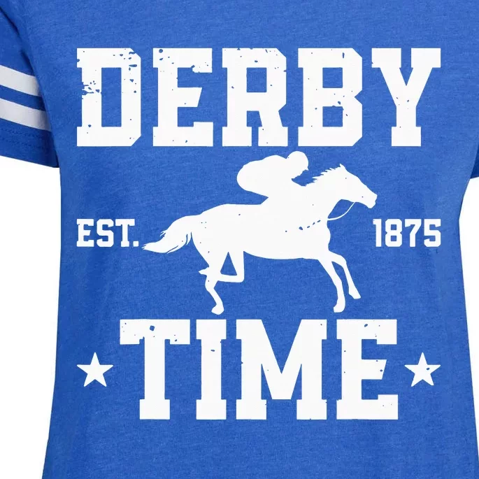 Distressed Derby Time Est 1875 Horse Racing Kentucky Costume Enza Ladies Jersey Football T-Shirt