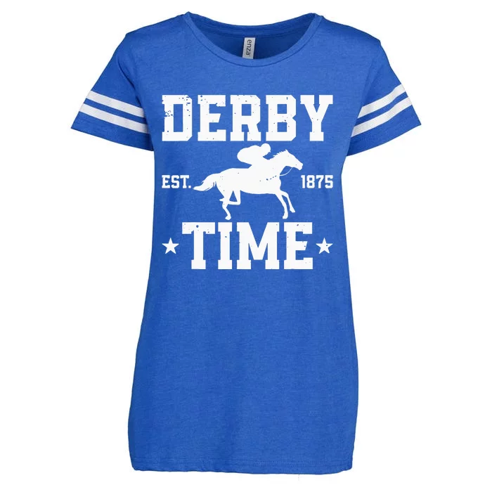 Distressed Derby Time Est 1875 Horse Racing Kentucky Costume Enza Ladies Jersey Football T-Shirt