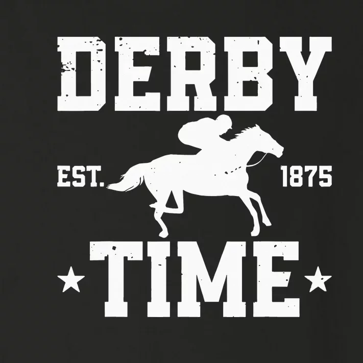 Distressed Derby Time Est 1875 Horse Racing Toddler Long Sleeve Shirt