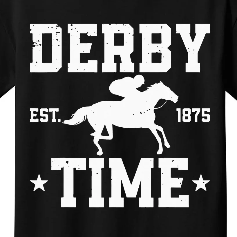 Distressed Derby Time Est 1875 Horse Racing Kids T-Shirt