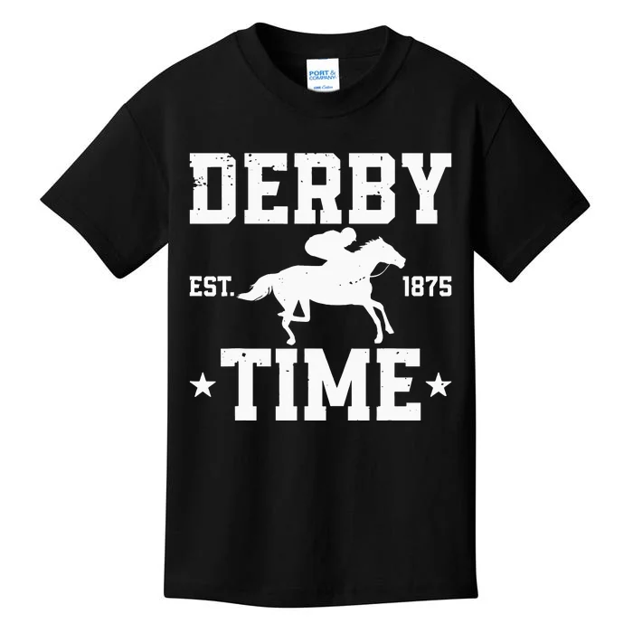 Distressed Derby Time Est 1875 Horse Racing Kids T-Shirt