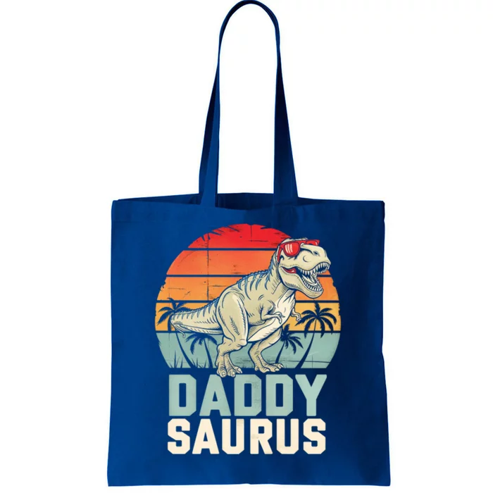 Daddysaurus Dinosaur T Rex Dad Father Retro Funny Gift Tote Bag