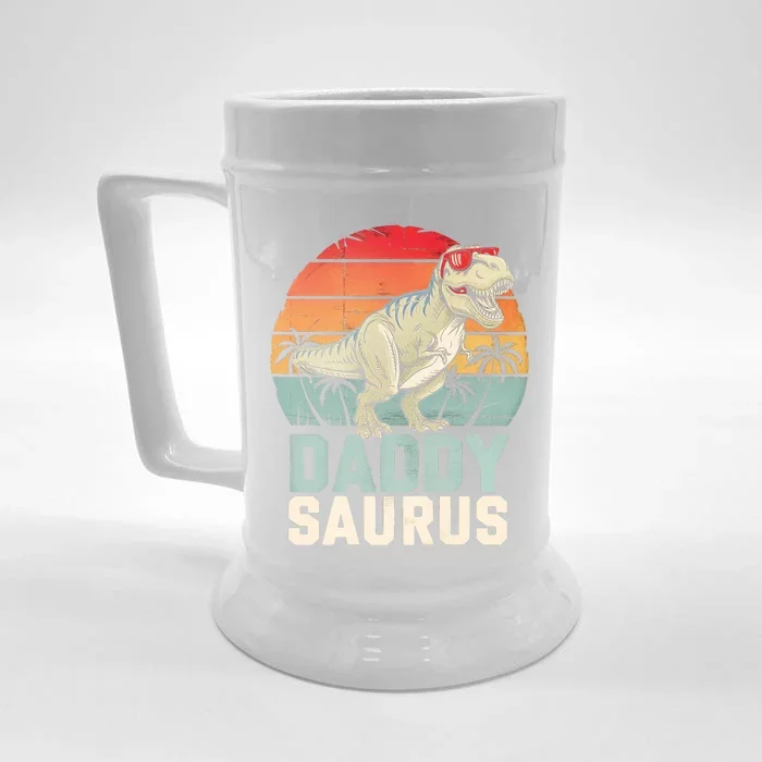 Daddysaurus Dinosaur T Rex Dad Father Retro Funny Gift Front & Back Beer Stein