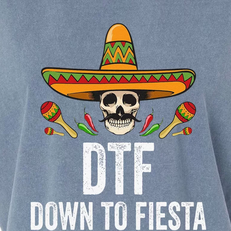 DTF Down To Fiesta Funny Mexican Skull Cinco De Mayo Garment-Dyed Women's Muscle Tee