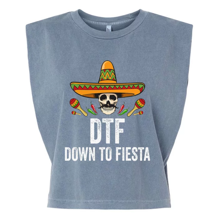 DTF Down To Fiesta Funny Mexican Skull Cinco De Mayo Garment-Dyed Women's Muscle Tee