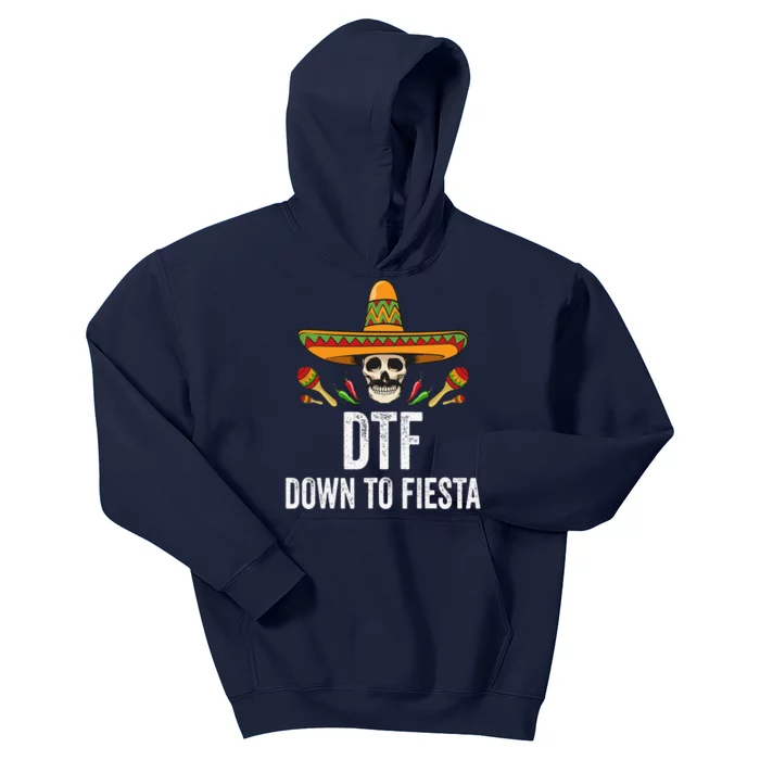 DTF Down To Fiesta Funny Mexican Skull Cinco De Mayo Kids Hoodie