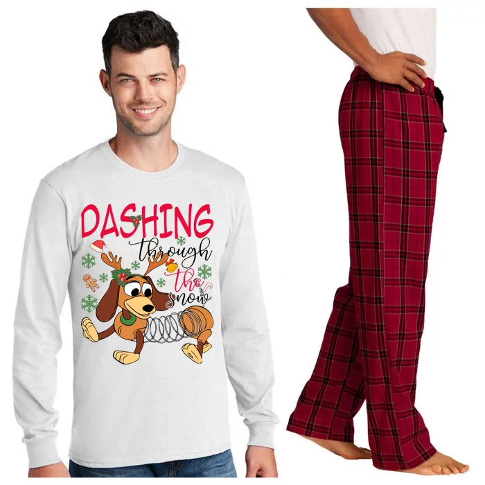 Dog Dashing Through The Snow Slinky Toy Christmas Long Sleeve Pajama Set