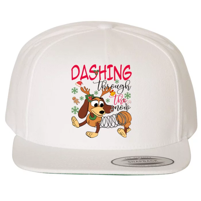 Dog Dashing Through The Snow Slinky Toy Christmas Wool Snapback Cap