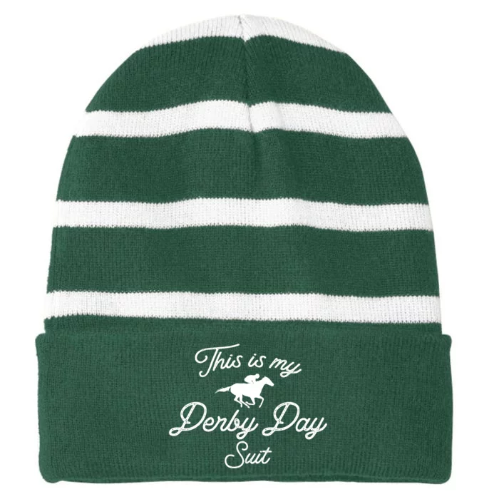 Derby Day This Is My Derby Day Suit Striped Beanie with Solid Band