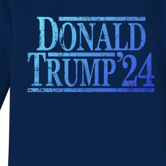 Distressed Donald Trump 2024 Gift Baby Long Sleeve Bodysuit