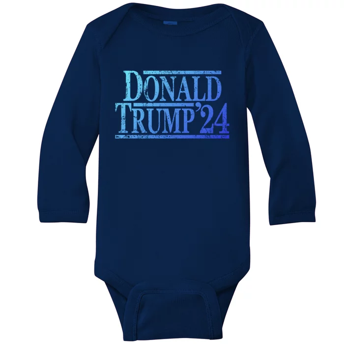 Distressed Donald Trump 2024 Gift Baby Long Sleeve Bodysuit