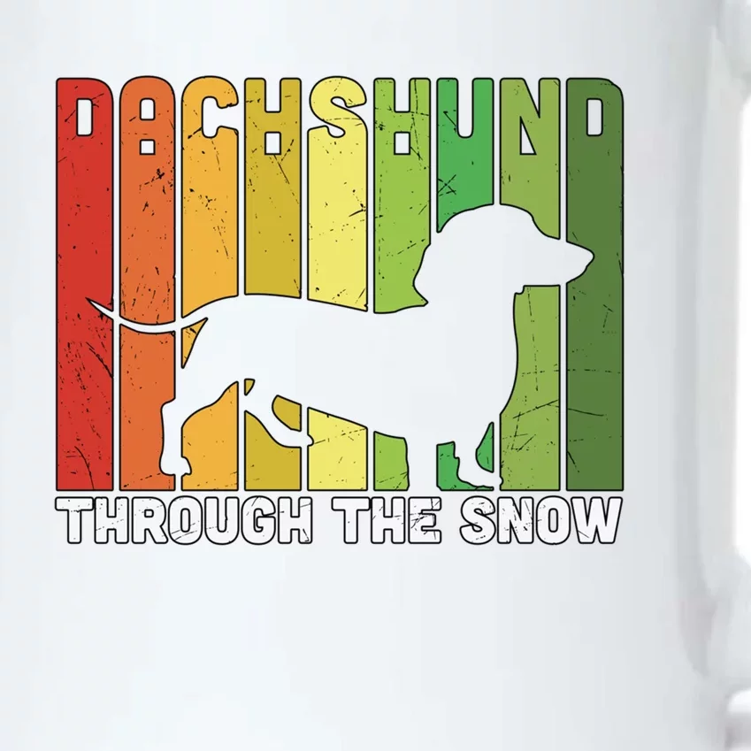 Dachshund Dog Through The Snow Christmas Family Matching Dog Gift Black Color Changing Mug