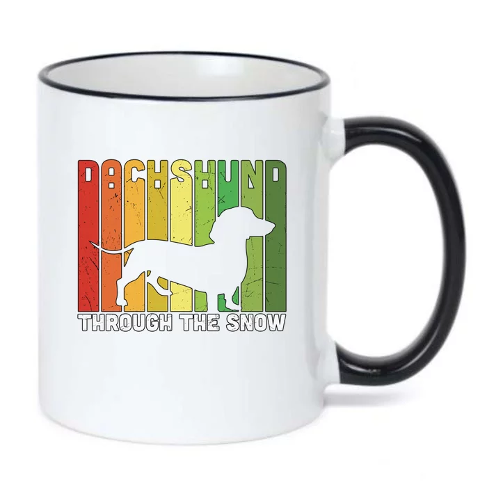 Dachshund Dog Through The Snow Christmas Family Matching Dog Gift Black Color Changing Mug