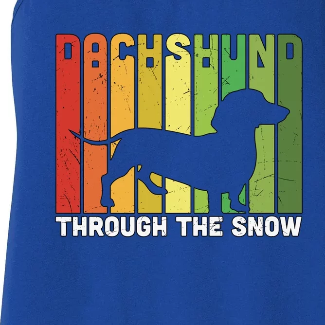 Dachshund Dog Through The Snow Christmas Family Matching Dog Gift Women's Racerback Tank