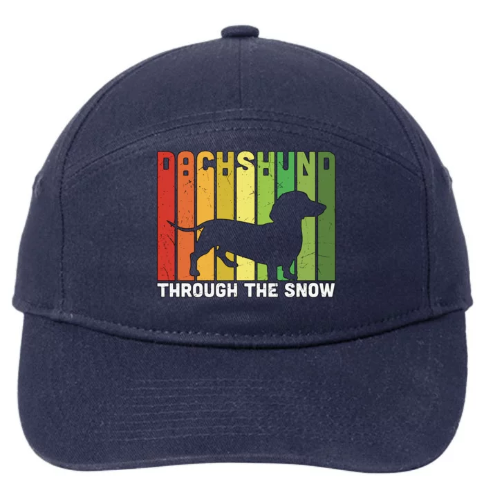 Dachshund Dog Through The Snow Christmas Family Matching Dog Gift 7-Panel Snapback Hat