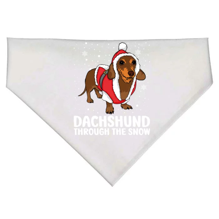 Dachshund Dog Through The Snow Christmas Santa Wiener Dog Gift USA-Made Doggie Bandana