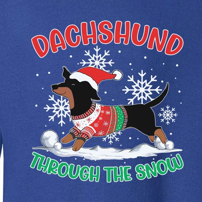 Dachshund Dog Through The Snow Funny Wiener Dachshund Owners Gift Toddler Sweatshirt