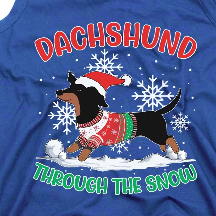 Dachshund Dog Through The Snow Funny Wiener Dachshund Owners Gift Tank Top