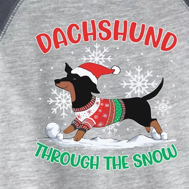 Dachshund Dog Through The Snow Funny Wiener Dachshund Owners Gift Toddler Fine Jersey T-Shirt