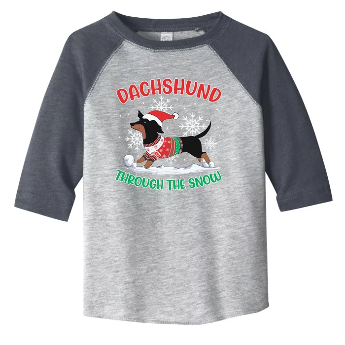 Dachshund Dog Through The Snow Funny Wiener Dachshund Owners Gift Toddler Fine Jersey T-Shirt