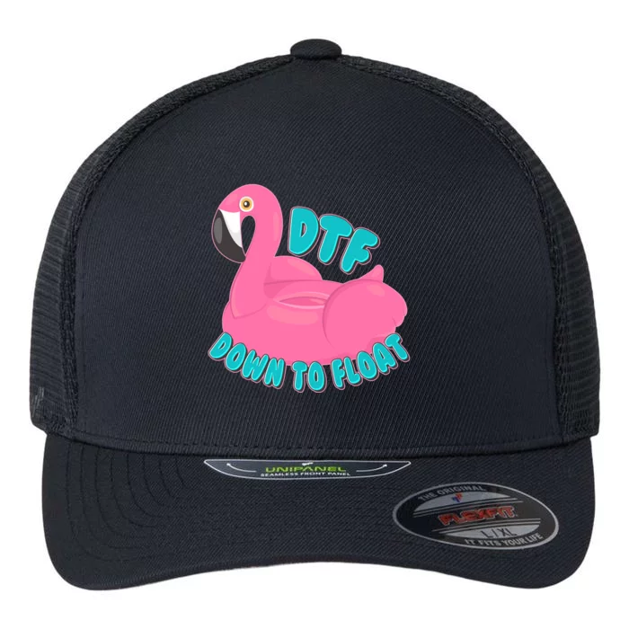 Dtf Down To Float Vacation Time Flamingo Floatie Flexfit Unipanel Trucker Cap