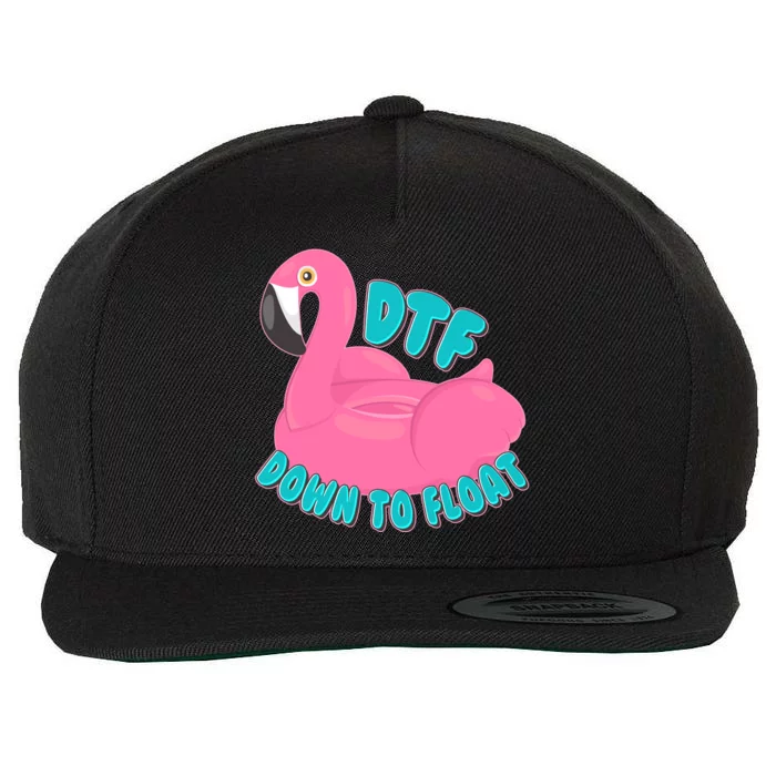 Dtf Down To Float Vacation Time Flamingo Floatie Wool Snapback Cap