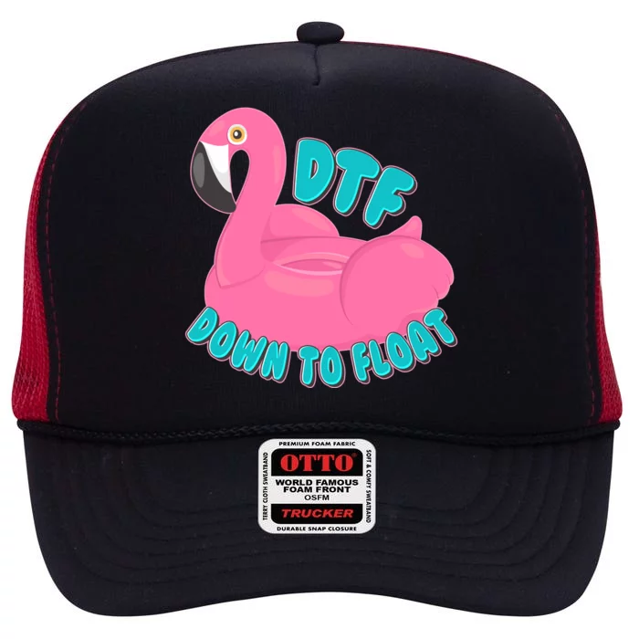 Dtf Down To Float Vacation Time Flamingo Floatie High Crown Mesh Trucker Hat